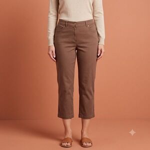 Coral Bay Brown Capri Pants Comfort Elastic Waist Women's Size 12 EUC